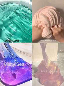 1瓶110毫升泡泡糖香味水晶粘土，减压玩具，圣诞礼物；1瓶星空蓝水晶史莱姆，蓬松弹力减压玩具；1瓶超柔软黄油史莱姆，带棒棒糖和冰淇淋装饰，香味派对礼品史莱姆