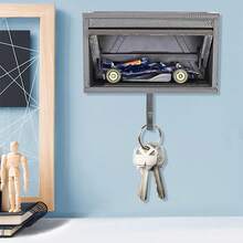 Car Garage Key Holder With Opening Door, Mini Car Garage Key Holder For Wall & Cars Enthusiast, Easy Installation(No Car Model) - Black - View 2