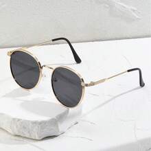 1 副时尚复古细金属边框圆形镜框时尚眼镜 - 黑色 - 查看 2