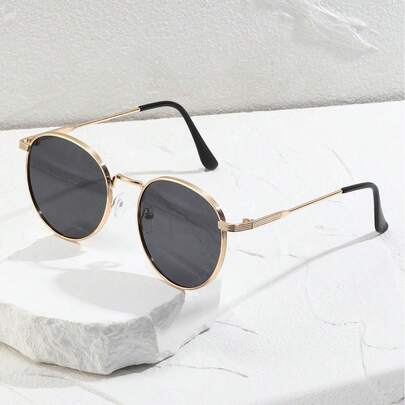 1 副时尚复古细金属边框圆形镜框时尚眼镜