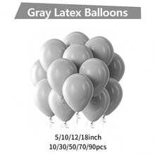 灰色乳胶派对气球 5/10/12/18 英寸 -10/30/50/70/90 个圆形氦气球适用于生日、婚礼、派对、性别揭晓、单身派对、退休、毕业庆典 - 灰色 - 查看 4