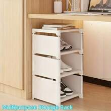Prateleira Vertical Organizadora de Sapatos com 8 Andares, Gabinete de Armazenamento Estável e Econômico de Espaço, Estrutura de Metal Firme e Fácil DIY de Tecido Não Tecido, Ideal para Closet, Entrada, Corredor e Quarto