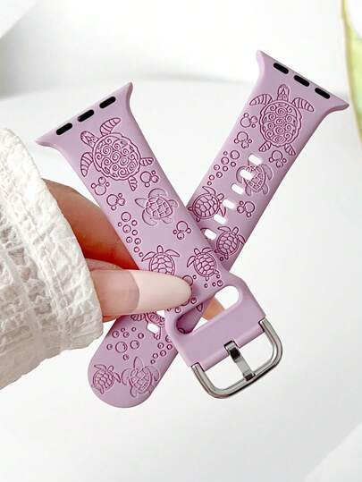 1pc Adorable Bubble Sea Turtle Deeply Carved Silicone Watch Strap Compatible With Apple Watch Band 38/40/41/42/S10 42/44/45/46/49mm, Ocean And Beach Style Compatible With Iwatch Strap Ultra2/SE/10/9/8/7/6/5/4/3/2/1Series, Women/Man Watchbands, Fine Women Fashion Watch Accessories, Smart Watch Strap/Band, Unique Personalized And Style Strap, Valentine's Day Mother's Day Gift