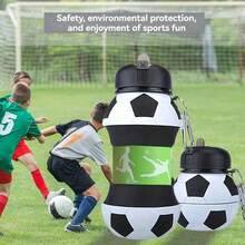 550 Ml/18.6 Oz/2025 Outdoor Silicone Water Cup - Soccer Basketball Water Bottle -Collapsible Silicone Sports Cup For Gym Travel Kids, Football Design Reusable - -Leak Proof (Euro Cup Gift)-Football Water Bottle-Collapsible Silicone Sports Cup For Soccer-Kids Soccer Ball Water Bottle-Foldable Silicone Cup For Boys Girls School Sports- - Birthday Christmas Gift Ideas-Back To School - Multicolor - View 4