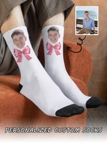 1 paire de chaussettes mi-longues personnalisées pour hommes avec n'importe quel visage. Chaussettes personnalisées avec photos