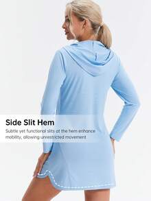 HOTSUIT Women's Hoodie Long Sleeve Shirts With Pocket Half-Zip For Summer Outdoor Running Lightweight Fishing Shirts, Christmas Gift - Blue - View 3
