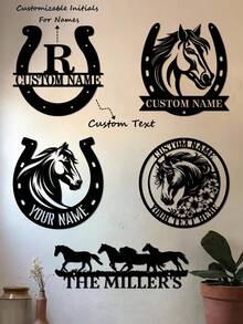 Customized Horseshoe Ranch Logo - Personalized Metal Logo Customization Outdoor - Custom Name Letter, 26 Letter Customization - Rural Farmhouse Decoration Farm Wall Art Home, Outside The Grain Warehouse - Father's Day Gift, Mother's Day Gift, Christmas Gift-Ornaments,Home Decor,Wall Decor,Room Decor,Living Room Decor,Bedroom Decor,Kitchen Decor,House Decor,Personalised Gifts Back To School School Supplies - Multicolor - View 2