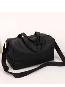 Sac fourre-tout imperméable pour hommes, avec un compartiment à chaussures indépendant, grand sac à bandoulière noir de grande capacité, sac à bandoulière, bagage de couleur unie simple, multifonctionnel, pour les étudiants, les adolescents, les étudiants de première année, la dortoir universitaire, pratique, retour à l'école, vacances, voyage