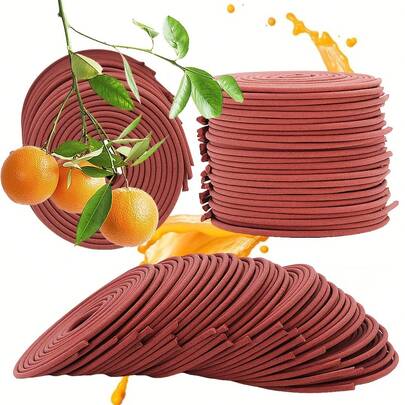 50pcs Orange Scented Mosquito Repellent Coils - Air Purifier, 6.5cm/2.56in Diameter, 3-4 Hours Burning Time, Suitable For Air Purification, Yoga, Meditation, Fitness, Home Relaxation, Best Gift Option