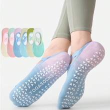 5 pares de calcetines de yoga para mujer, calcetines deportivos de danza antideslizantes de silicona, calcetines de fitness para Pilates de interior