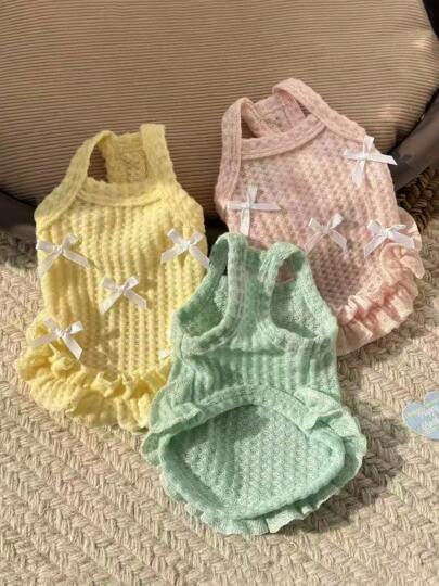 1 pieza Vestido sin mangas para mascotas, vestido de princesa con lazo, liviano y transpirable, vestido de encaje, adecuado para poodle, Yorkshire Terrier, Bichon Frise, Chihuahua y otros gatos y perros medianos/pequeños, primavera/verano