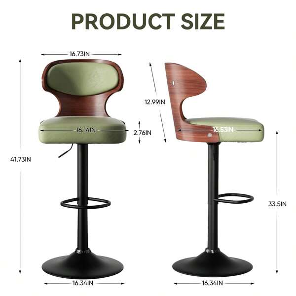 Vintage PU-Leder-Barhocker mit 360° Schwenkfunktion - Ergonomische L-Kurve-Lehne, Holz-Iron-Gestaltung, Tragen bis 120 kg - Retro Design für Küche, Bar, Café - Einfache Montage in 10 Minuten