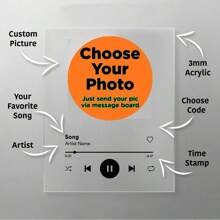 1pc Personalized Customized Wedding Transparent Acrylic Music Player Glass Personal Custom Couple Acrylic Anniversary Photo Album Plaque,Lover Gift.