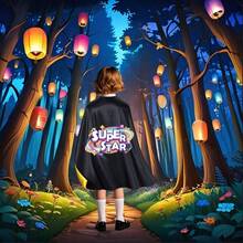 1 Set Superstar Cloak Children's Festival Party Superhero Costumes Superhero Costumes,Superhero Capes With Mask Birthday Gifts Superhero Capes Capes For Kids Unisex Super Star Capes - Superstar - View 10