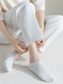 1 par/8 pares de calcetines de tobillo cómodos y suaves minimalistas en blanco y negro para uso cotidiano, verano