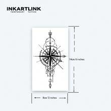 INKARTLINK Vintage Compass Temporary Tattoo | Octagonal Star + Nautical Totem | Waterproof & Long Lasting 1-2 Weeks | For Sailors/Adventurers - Black - View 5