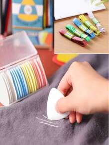 1 Set Of 10 Triangle Sewing Marking Chalk - Sewing Accessories Multi-Color Edging Fabric Marker Tools For Precision Crafting, Ideal For Sewing, Embroidery, Makeup, Marking And Multicolor Creation - Comes With Durable Plastic Storage Box For Easy Organization (Random Color)