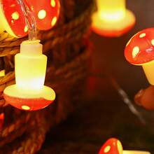 1.5/3/10米-10/20/80颗LED灯串 | 蘑菇造型串灯，适合女孩卧室、室内外、婚礼、儿童房、派对、露台、围栏装饰 | 圣诞节蘑菇灯 | 卧室、室内外、婚礼、儿童房、派对、露台、围栏装饰（USB供电）圣诞装饰家居圣诞礼物圣诞装饰