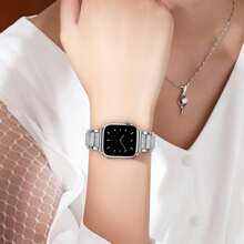 Pulseira de relógio feminina com diamantes brilhantes, compatível com pulseiras , 38 mm, 40 mm, 41 mm, 42 mm, 44 mm, 45 mm, 49 mm, pulseira de metal feita à mão para reposição de joias femininas, elástica retrátil, brilhante, acessórios de metal premium para , compatível com séries 10/9/8/7/6/SE/5/4/3/2/1