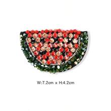 1pc Handmade Beaded Fruit Patch - Cute Embroidered Lemon And Peach Appliques, For Hats And Clothing Accessories, Vibrant Yellow And Green, Decorative Fabric Sticker, Hat Decoration | Playful Design | Handcrafted Appearance, Fruit Decor, Suitable For Holiday Decorations Gifts, Easter, Halloween, Teacher's Day, Mother's Day Holiday Party Gifts