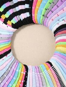 20 Pairs Of Women's Candy Color Random Pattern Lightweight Heart Stripe Wave Soft And Comfortable Casual Socks, Fun Design, Sweat Absorbing And Breathable - Multicolor - View 5
