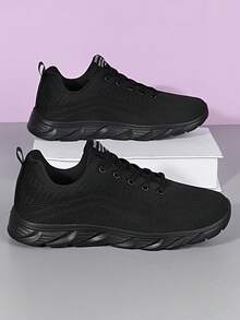 2024 New Mesh Breathable Casual Sneakers For Plus Size Men, Fashion Road Running Shoes - Black - View 6