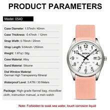 BIDEN 1pc Fashionable Women's/Men's Watch, Neutral Casual Quartz Watch, 30M Waterproof, Female Nurse/Doctor/Medical Special Time, Night Light Easy To Read Dial Watch+Free Box - Pink - View 9