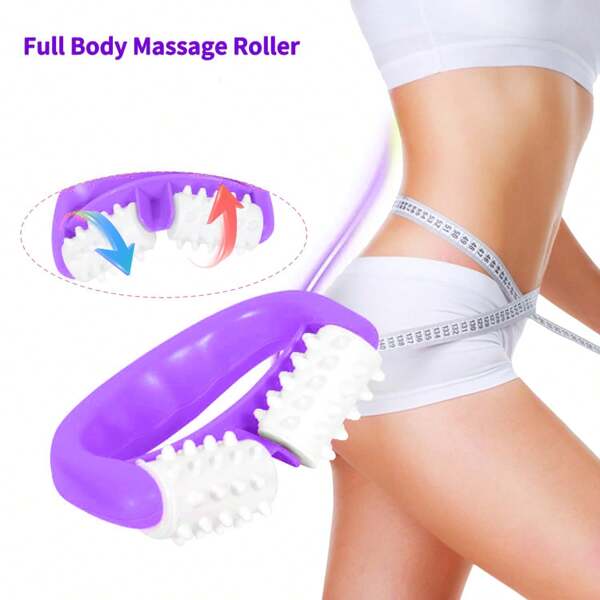 1pc Handheld Massage Roller,Full Body Anti Cellulite 2 Wheels Manual Muscle Massager Fit For Foot Hand Body Neck Head Leg Pain Relief,School,Back To School,Travel,Travel Essentials,Home Essentials,Spa,Massage Tool,Massage,Massager,Spa