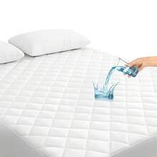 1 Pieza Cubre Colchón Impermeable de 3Capas(Sin Funda de Alohada)Protección Completa Transpirable,Antideslizante y Fácil de Lavar Ideal para Hogares y Alojamientos para Colchón Individual Matrimonial Queen King,Color Blanco - Blanco - Ver 2