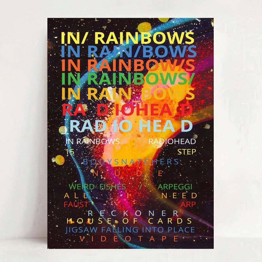 Contemporary Vibrant Wall Art Showcasing The Design Of The "IN Rainbows" Album, Available In Sizes 12X16 Inches And 20X28 Inches, Unframed.