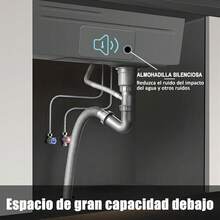 Fregadero De Cocina, 80 * 45 * 22cm Fregadero De Cascada, Fregadero De Lluvia Volador Con Arandela De Copa y 3 En 1 Grifoíble En Cascada, 304 Acero Inoxidable, Plateado - Plateado - Ver 10