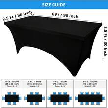 Spandex Tablecloth 2 Pack [8FT, Black] Tight, Fitted, Washable And Wrinkle Resistant Stretch Table Cloth Rectangle Cover For Trade Show, Weddings & Parties [96Lx30Wx30H Inch]