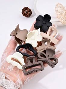 3PCS Solid Color Casual Retro ABS Plastic Women's Hair Clips, Bow, Flower, Cloud Shape, Front Bangs & Ponytail, Suitable For All Seasons Hair Claw Claw Clips Hair Jaw Clip Hair Clamps
