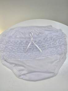 Calzones con olán para bebé perfectos para bautizo fiestas y el día a día Pantaleta cómoda con diseño en olanes - Blanco - Ver 2