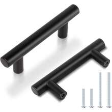 10 Pack 3-3/4 Inch Black Kitchen Cabinet Handles Dresser Pulls, Drawer Pulls Bathroom Handles, Closet Handles 3-3/4" - Black - View 1