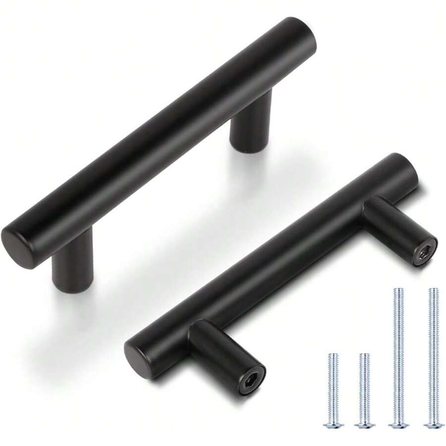 10 Pack 3-3/4 Inch Black Kitchen Cabinet Handles Dresser Pulls, Drawer Pulls Bathroom Handles, Closet Handles 3-3/4" - Black - View 1
