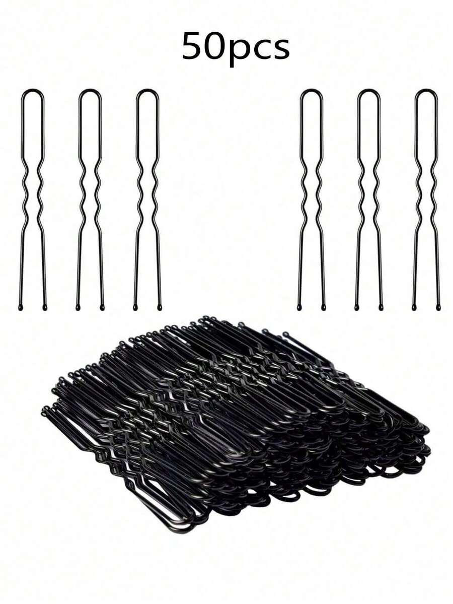 50pcs/Pack Women's Black U-Shaped Hair Clips, Bun Pins For Photography Studio Hair Styling, Hair Clip Accessories, Accessories Women, Hair Accessory, Hair Accessories Women, Hair Tools, Beauty Accessories, Curly Hair Accessories For Women, Fall, Travel, Hair Tools, Accessories Women, Hair Stuff, Fall, Hair Accessories Women, Hair Tools, Hair Stuff, Stuff, Beauty Accessories, Gifts, Travel, Gifts For Women, Hair Stuff, Stocking Stuffers - Black - View 1