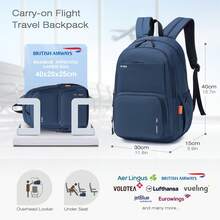 瑞安航空背包 40x20x25 防水登机旅行包，大容量旅行包，可携带行李，健身运动包，紫色 - 查看 2