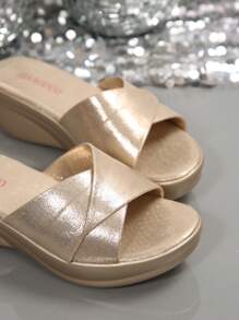 Women's Thick Sole Slides Sandals, Summer Vacation Style, Comfortable, Solid Color, Party Wear, Platform