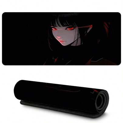 1pc Anime Purple Girl Mouse Pad, Oversized High-Quality Rubber Keyboard Mat, Non-Slip Durable Desk Pad With Precision Stitching, HD Colorful Gaming Mousepad For Desktop, Study & Office Decor, Ideal Gift
