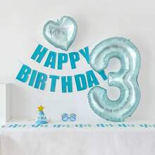 32 英寸亚克力果冻蓝色数字气球，适用于生日、周年纪念、主题派对背景装饰 - 藍色 - 查看 4