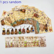 1pc/3pcs Cute Capybara Keychain Toys, Blind Box, Lovely Backto School Gifts, Each Contains A Collectible Capybara Card, Birthday Party Favors, Cartoon Doll Pendant, Small Party Supplies
