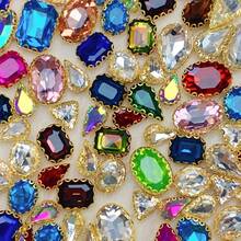 40 Pieces Mixed Colors Rhinestone Embellishments With Golden Claw, Glass Sew-On Gems For DIY Fashion Clothing, Shoes, Hats, And Bags Decor - Multicolor - View 6