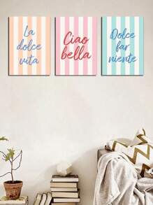 Tres carteles con letras simples, arte de pared moderno y de moda, decoración de habitación para niñas, arte de pared lindo, adecuado para dormitorios, salas de estar, regalos para amigos, pinturas con marco interior
