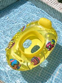1pc Kids Swimming Pool Seat Ring, Cute Inflatable Floating Seat Ring, Swimming Ring, Child Toddler Swimming Pool Bath Tub With Single Handle Inflatable Fishies, 4 Colors, Underarm Floats, For Summer Swimming