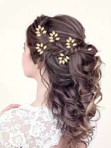 3pcs/Set Golden Elegant Hair Clips | Women's Alloy U-Shaped Hair Clips - Floral Bridal Hair Accessories, Suitable For Romantic Weddings, Parties And Photos - Princess & Fairy Style, Suitable For Age 14+, School Stuff, College