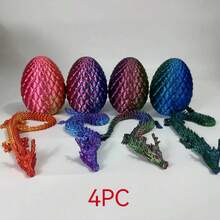 4pcs 3D Printed Dragon And Egg Statue Set, Anime Themed Desktop Decor, Room & Car Decoration, Halloween Creative Collectibles