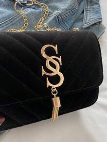 EMERY ROSE Women's Fashion Solid Color PU Leather Quilted Shoulder Bag, Versatile Flap Banquet Evening Chain Crossbody Bag, New Casual Square Vacation Travel Mobile Phone Coin Purse, Daily Commuting Messenger Bags For White Collar And Student - Black - View 10