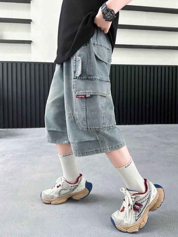 Boys' Loose Fit Capri Denim Jeans, Big Kid Summer Style