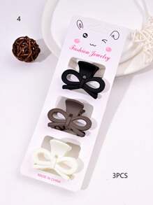 3PCS Solid Color Casual Retro ABS Plastic Women's Hair Clips, Bow, Flower, Cloud Shape, Front Bangs & Ponytail, Suitable For All Seasons Hair Claw Claw Clips Hair Jaw Clip Hair Clamps